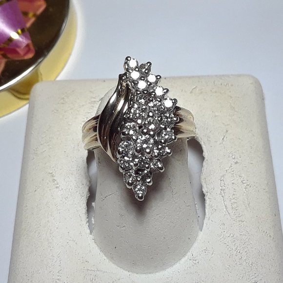 Estate .75ctw Diamond SI2-I1 HI Waterfall 14Kt YG Ring#15888